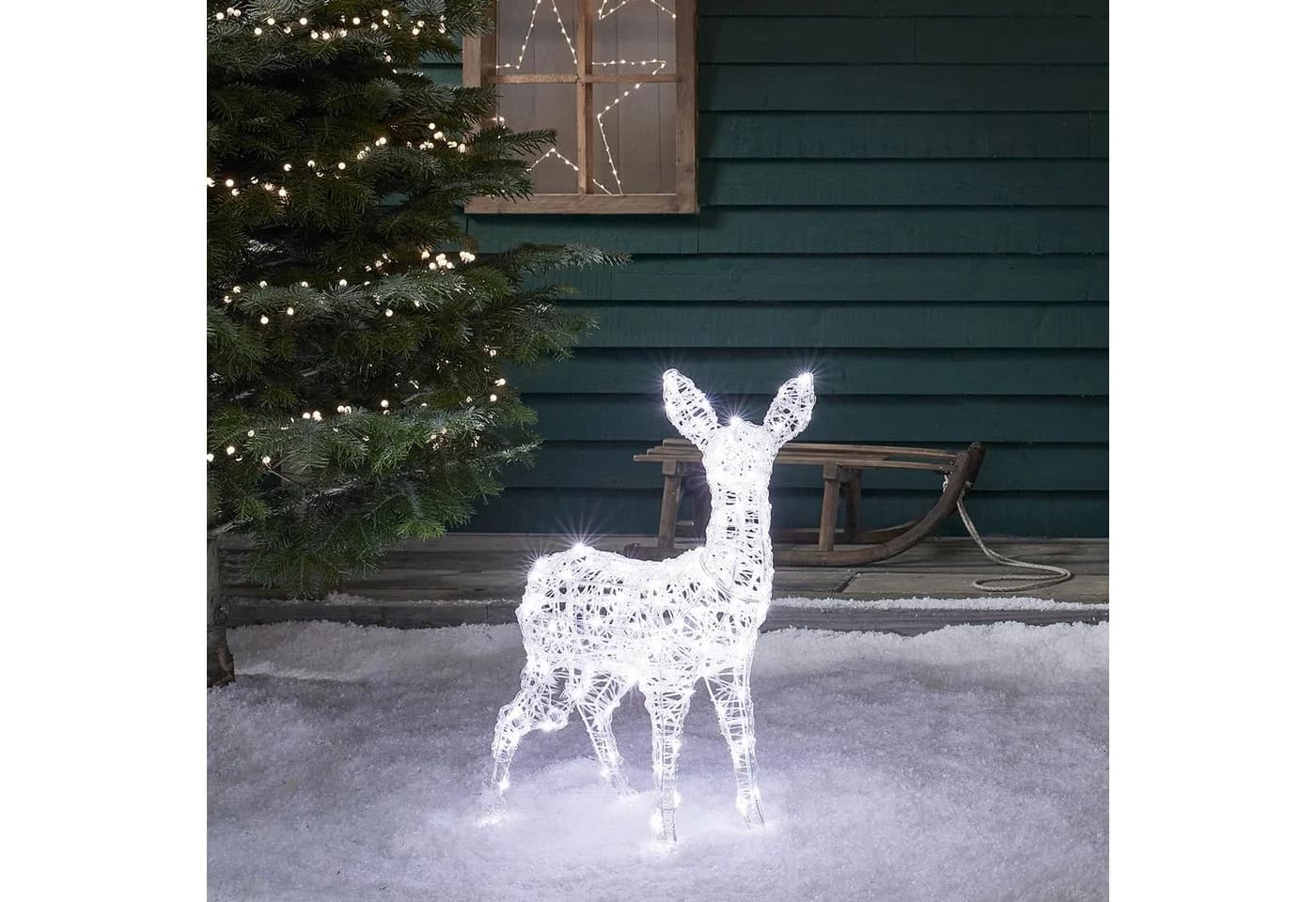 Lights4fun LED Rehkitz Dekofigur Swinsty mit Timer - Bild 3