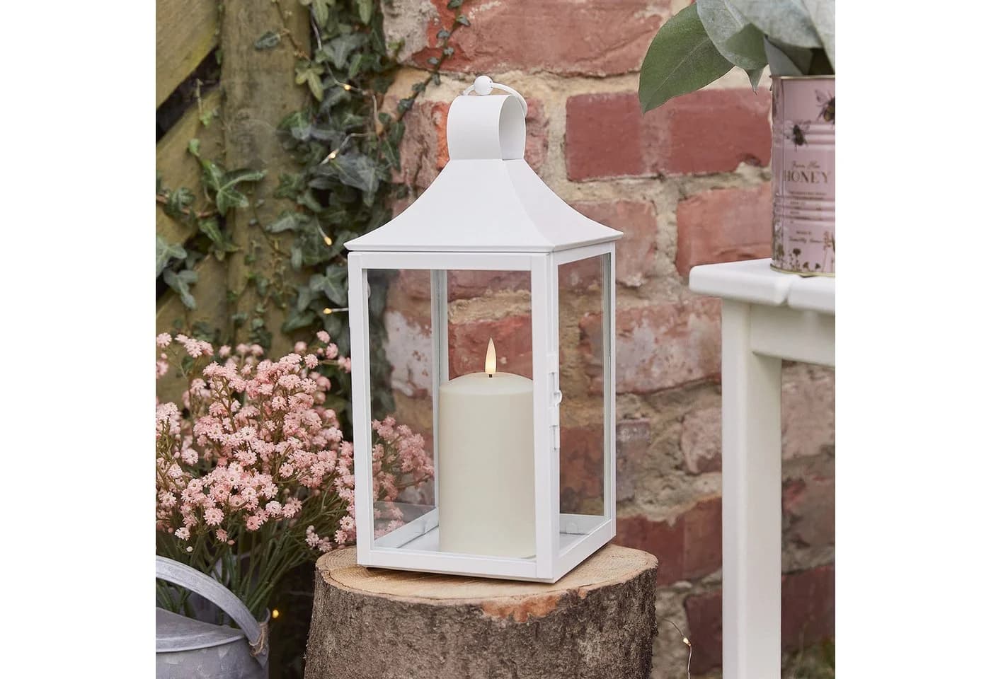 Lights4fun LED Laterne 34cm Albury Gartenlaterne Weiß TruGlow® Outdoor Kerze - Bild 2