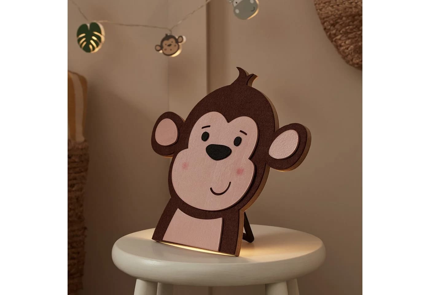 Lights4fun LED Wandleuchte Affe mit Fernbedienung - Dschungel Stil