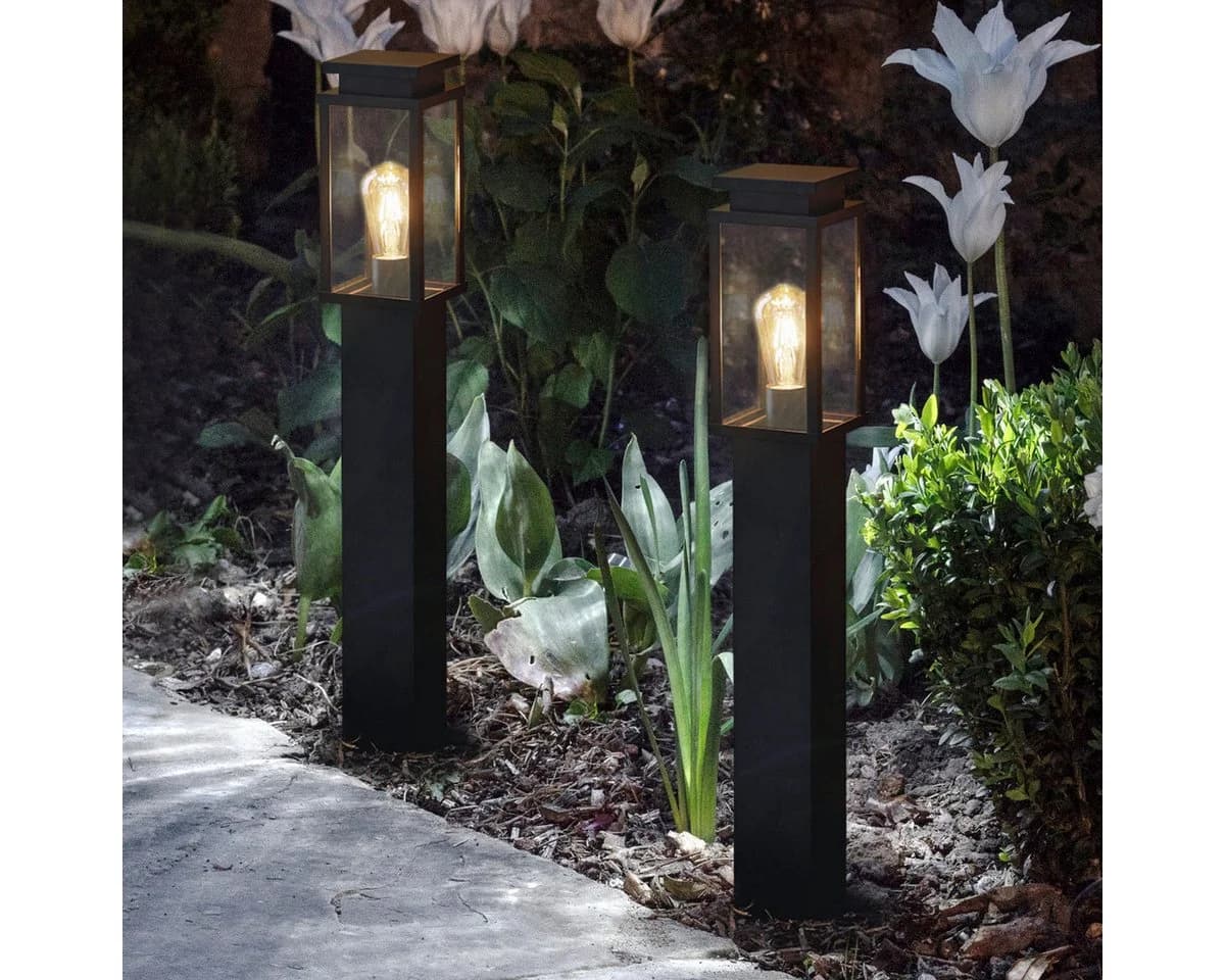 Lights4fun Ebony Wegeleuchte aus Aluminium Schwarz