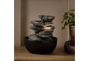 Lights4fun Zierbrunnen Ingleton LED Grau Wasserfall Bild 1