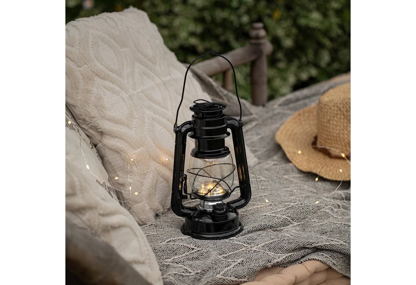 Lights4fun LED Sturmlaterne Retro Schwarz Metall Glas - Bild 2