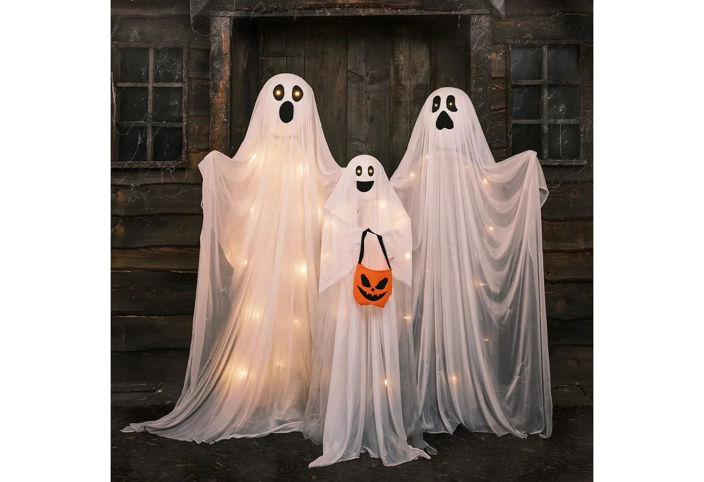 Lights4fun LED Dekofigur Halloween Geisterfamilie mit Timer - Bild 2
