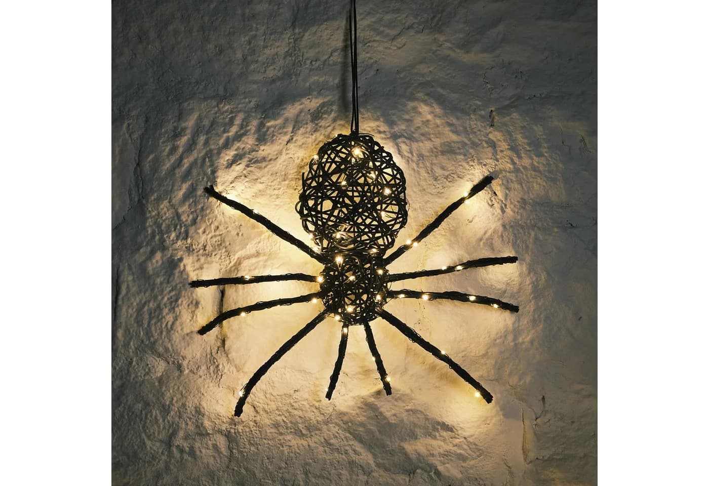 Lights4fun LED Dekofigur Spinne Rattan-Optik 34cm - Bild 2