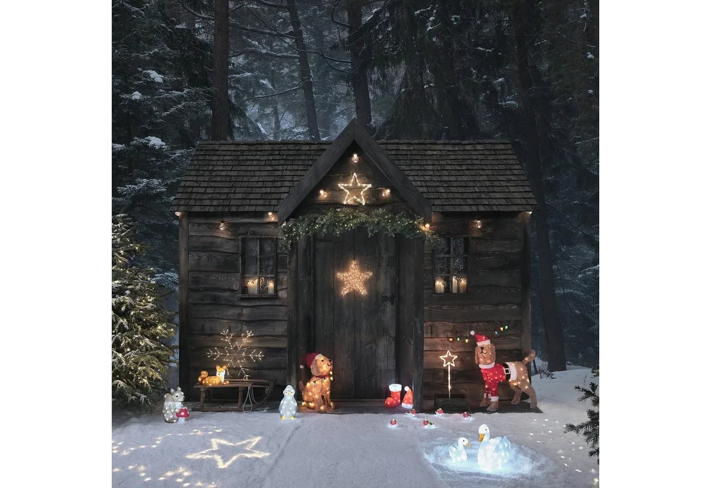 Lights4fun LED Acryl Weihnachtsfigur Felix der Fuchs Weiß