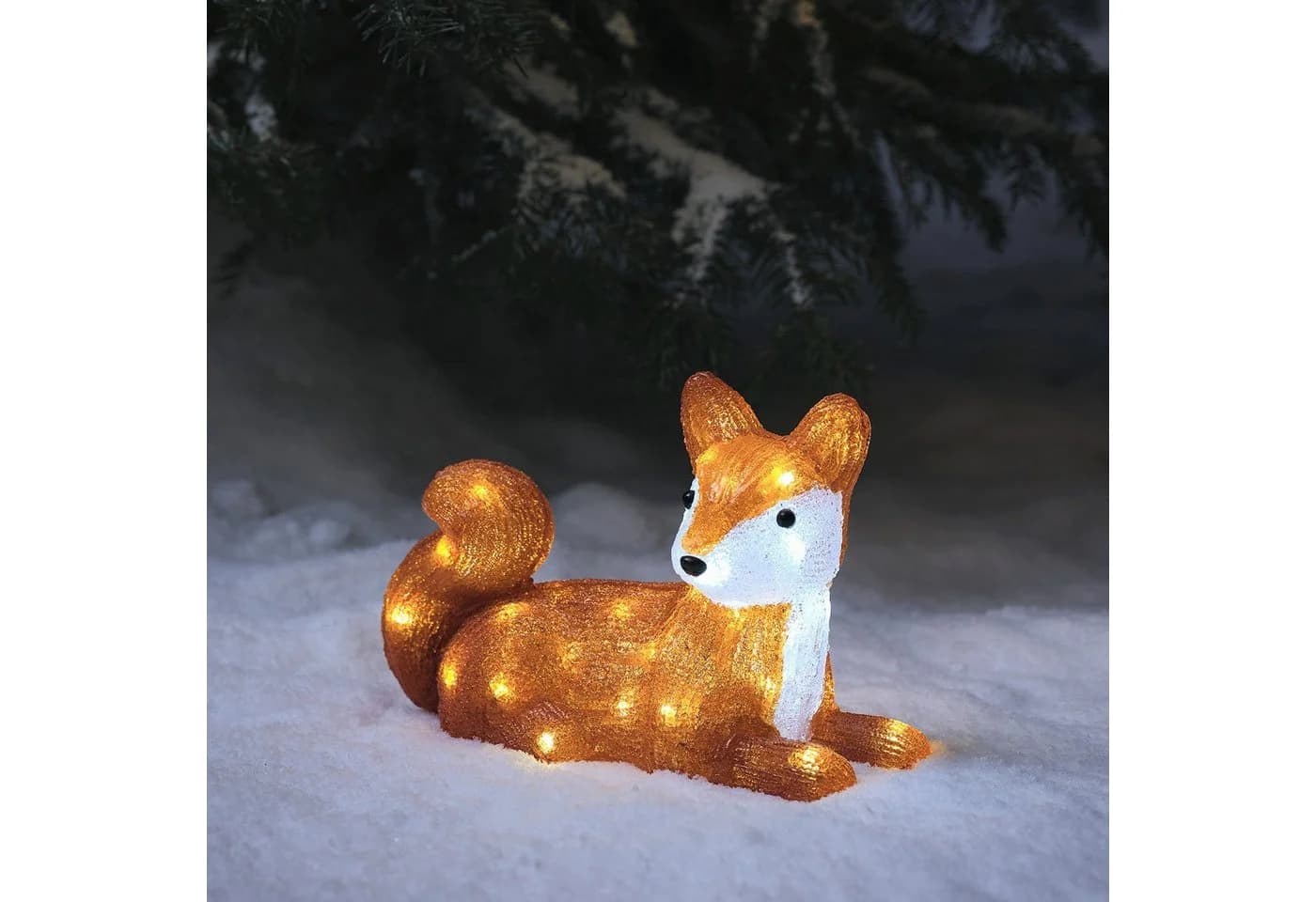 Lights4fun LED Acryl Weihnachtsfigur Felix der Fuchs Weiß - Bild 2