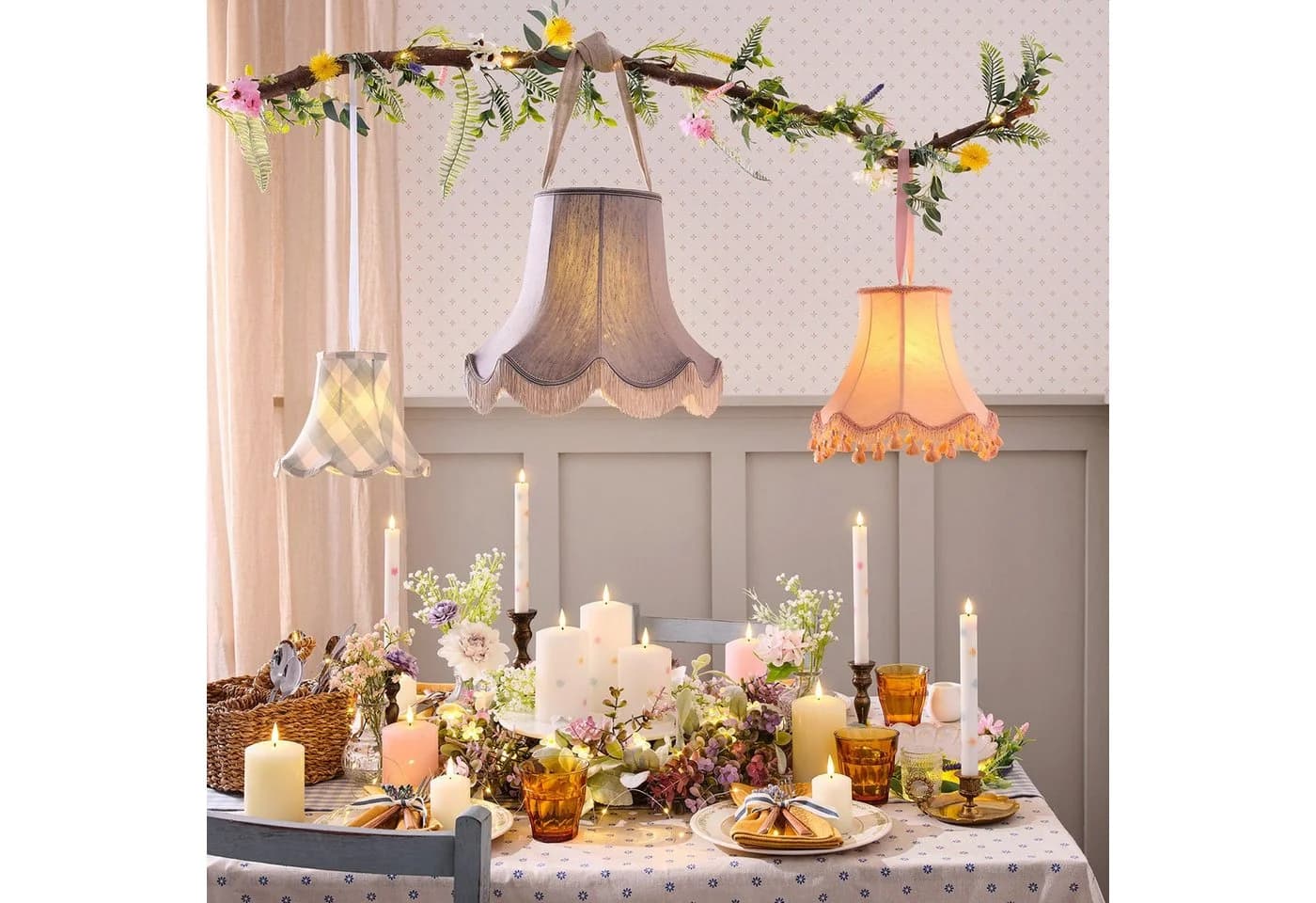 Lights4fun LED-Kerze 3er Set TruGlow® mit Blumen & Fernbedienung