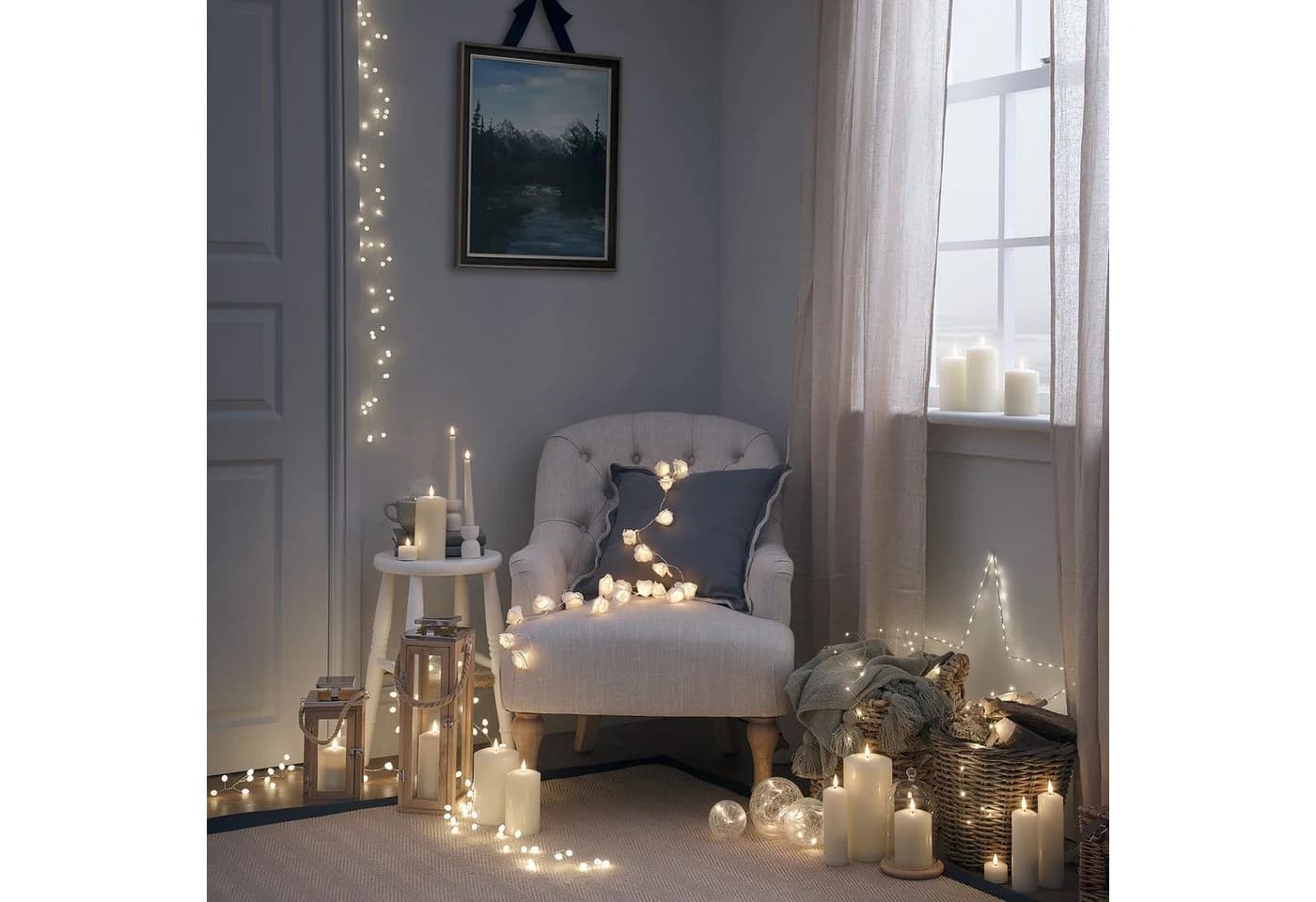 Lights4fun LED-Lichterkette Cluster Micro Beeren Warmweiß