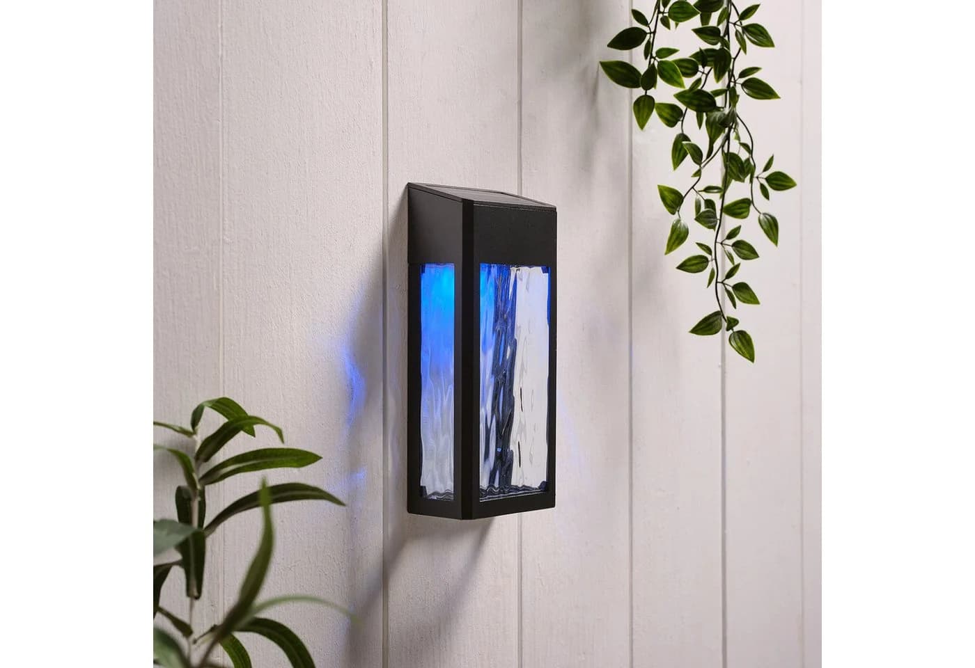 Lights4fun LED Solar Wandleuchte Glas Crackle-Look Schwarz - Bild 3