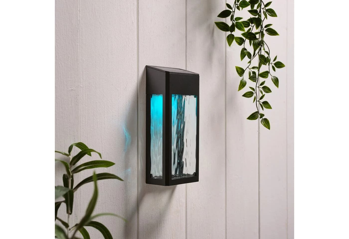 Lights4fun LED Solar Wandleuchte Glas Crackle-Look Schwarz - Bild 5