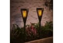 Lights4fun LED Gartenleuchte 2er Set Solar Gartenfackeln Schwarz Bild 1
