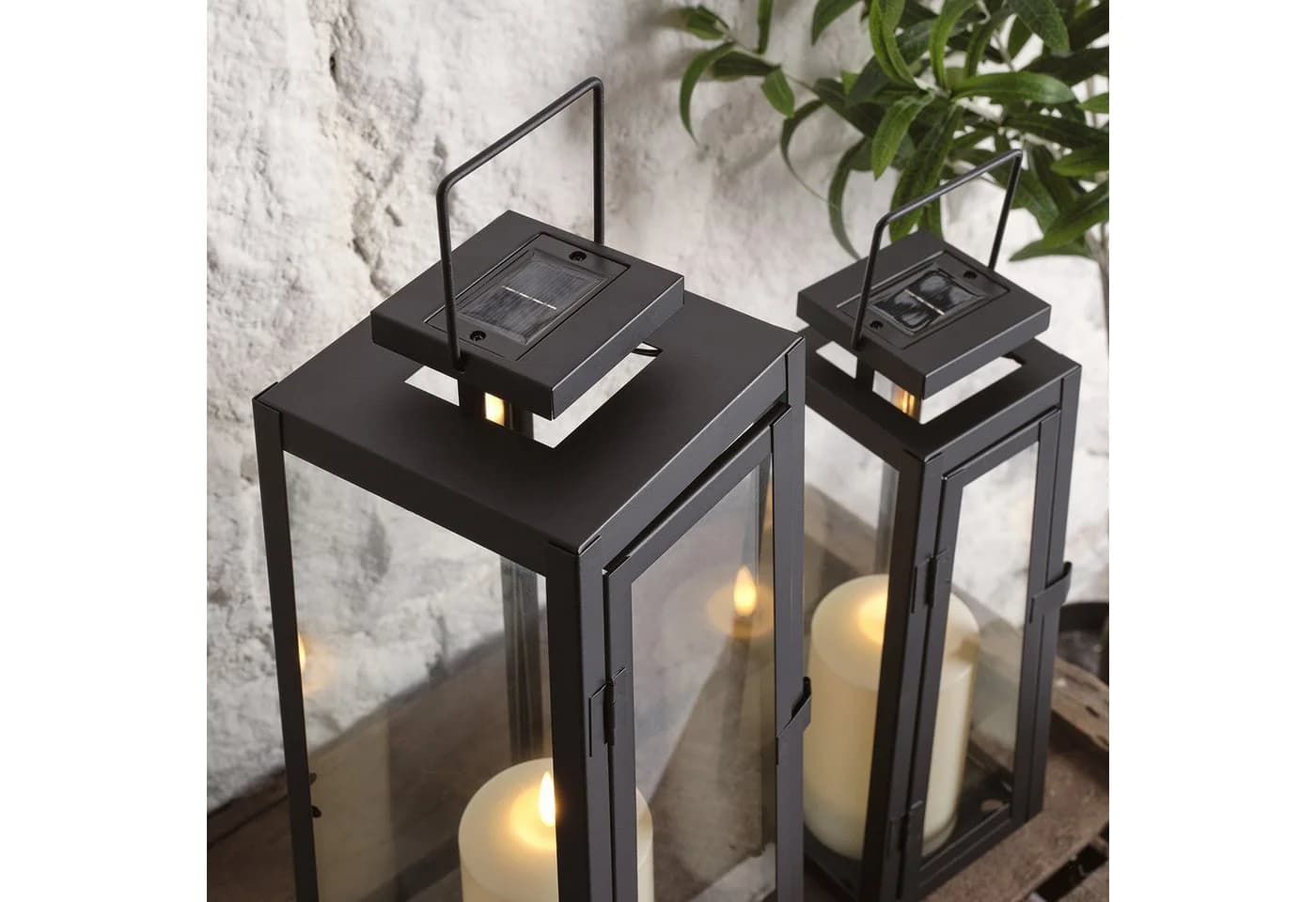 Lights4fun LED Laterne Porto Solar Laternen Duo mit TruGlow® Kerzen - Bild 3