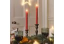 Lights4fun LED-Kerze 2er Set Tafelkerzen Echtwachs Rot mit Fernbedienung Bild 1