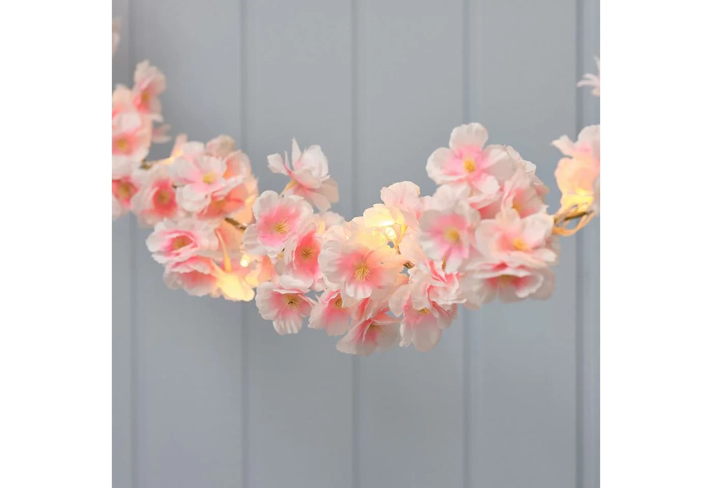 Lights4fun LED-Blumengirlande mit Timer in Pastellrosa - Bild 2