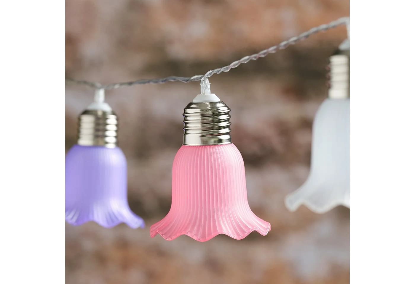 Lights4fun LED Solar Lichterkette 10er Blumen Pastell Warmweiß - Bild 2