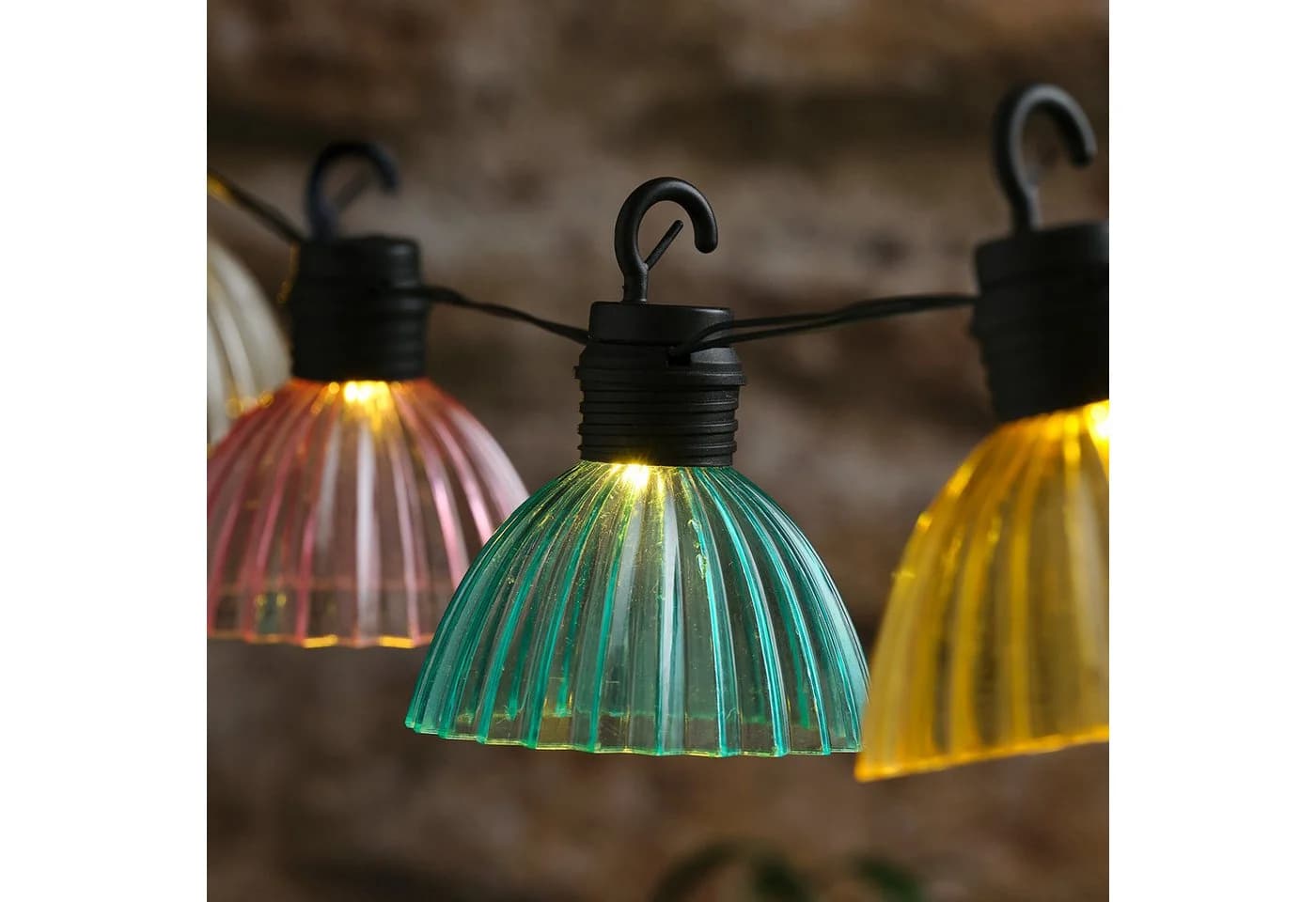 Lights4fun Solar Lichterkette Pastellfarben 10 LEDs Warmweiß 8 Effekte