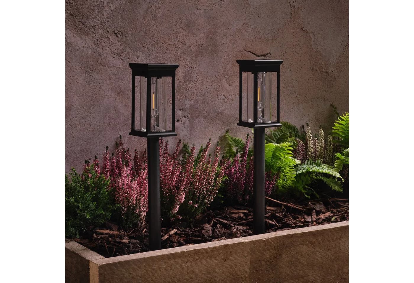 Lights4fun Solar-Gartensteckleuchte 2er-Set Cragside Schwarz Glas - Bild 3