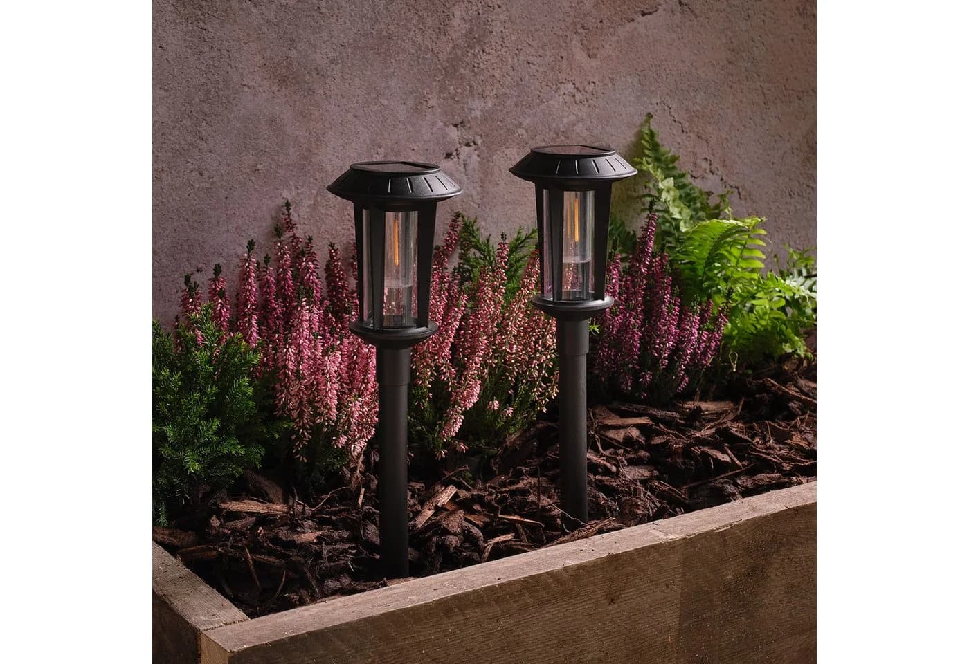 Lights4fun Solar-Wegeleuchte "Syon" 2er Set Schwarz Transparent - Bild 3