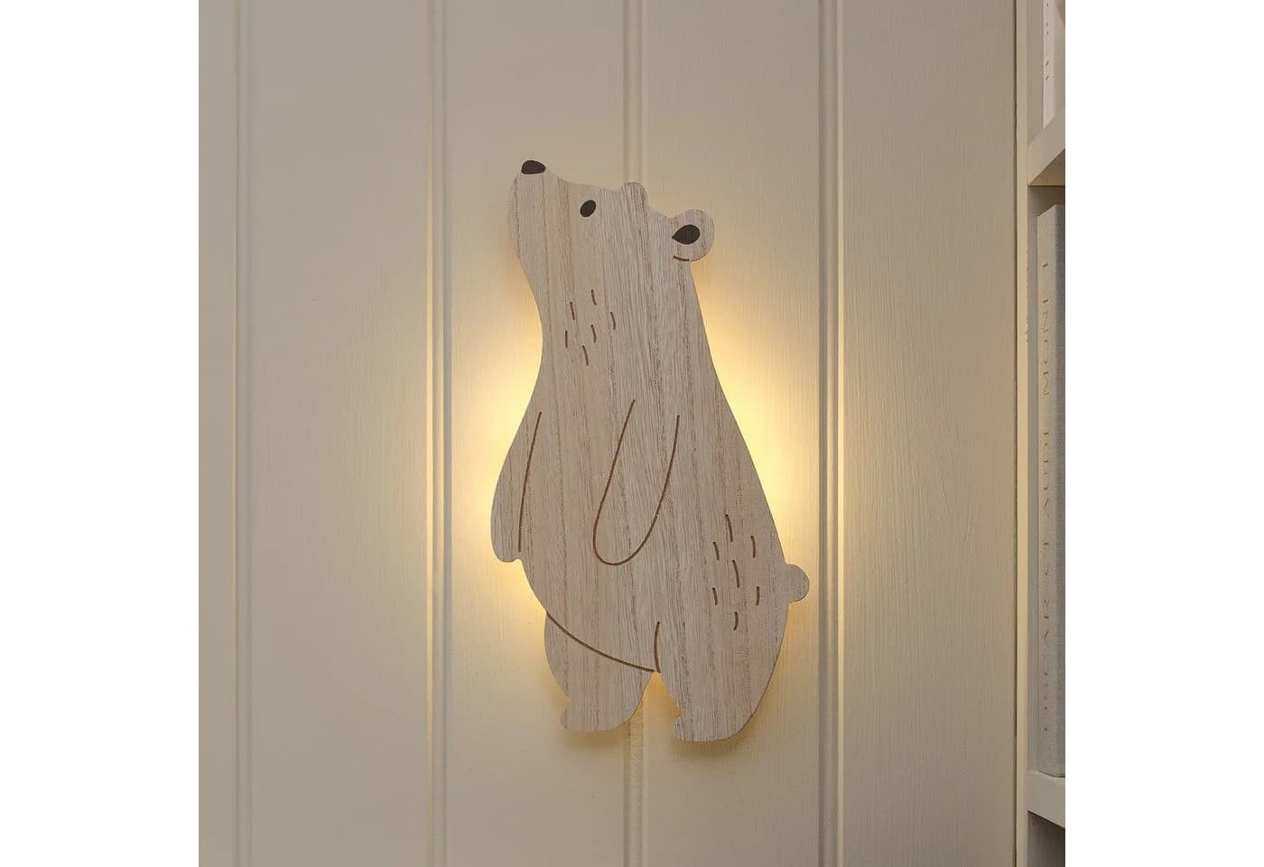 Lights4fun LED Wandleuchte Neugieriger Bär mit Fernbedienung Warmweiß - Bild 2