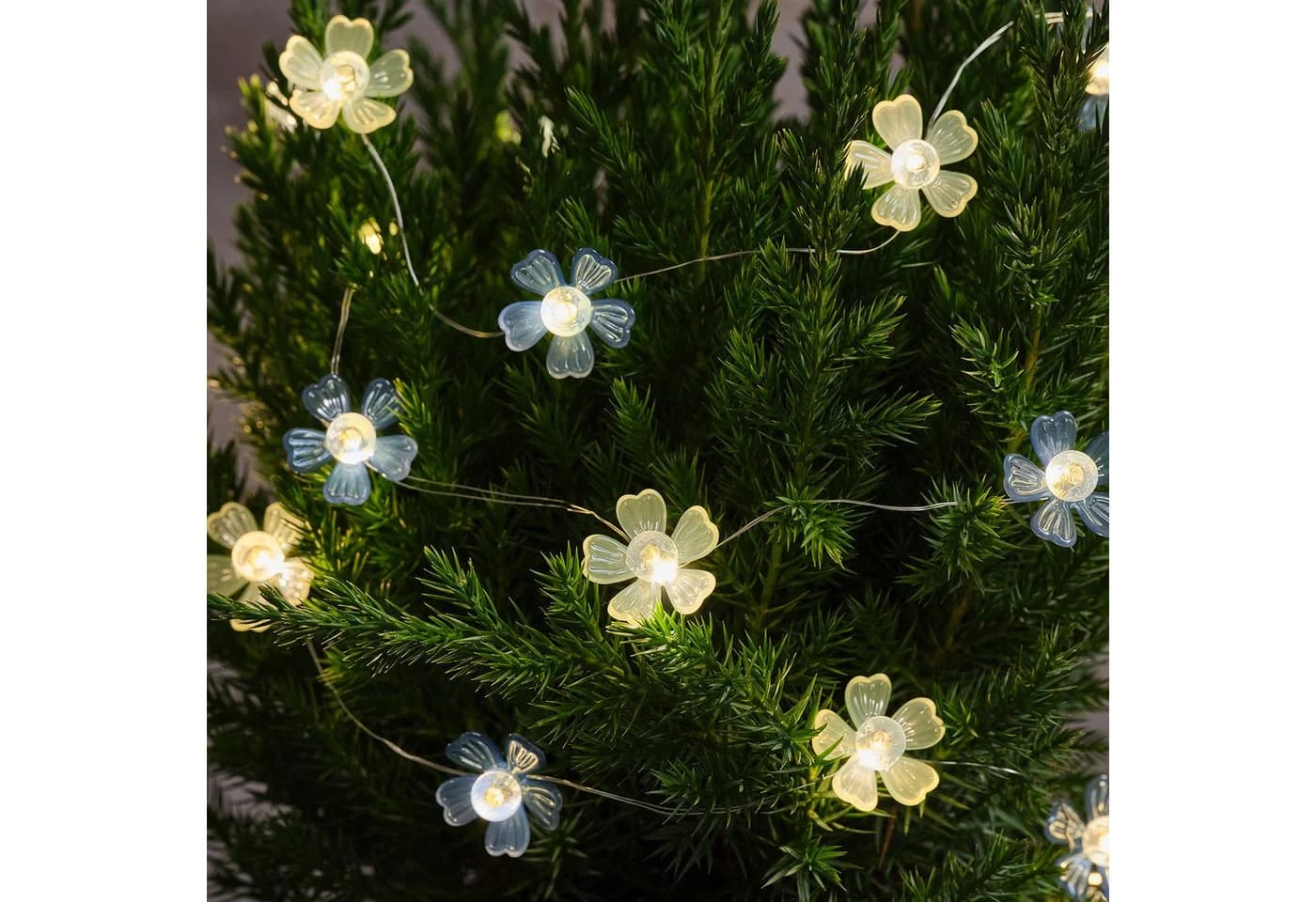 Lights4fun LED-Lichterkette Mikro-LED-Blumen Warmweiß mit Timer - Bild 2