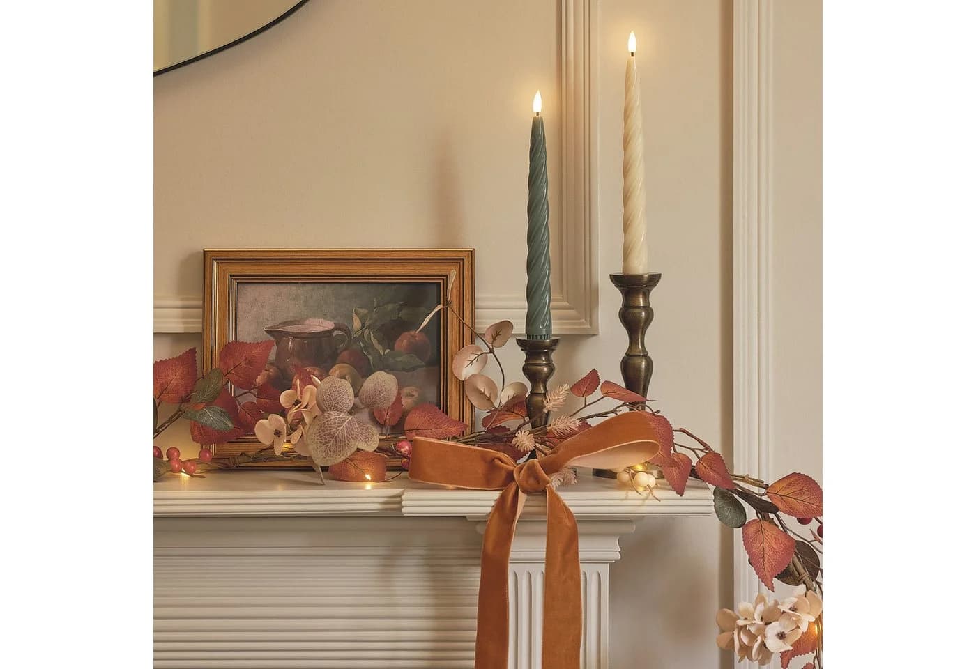 Lights4fun LED-Herbstgirlande 1,5 m mit 20 warmweißen LEDs & Timer