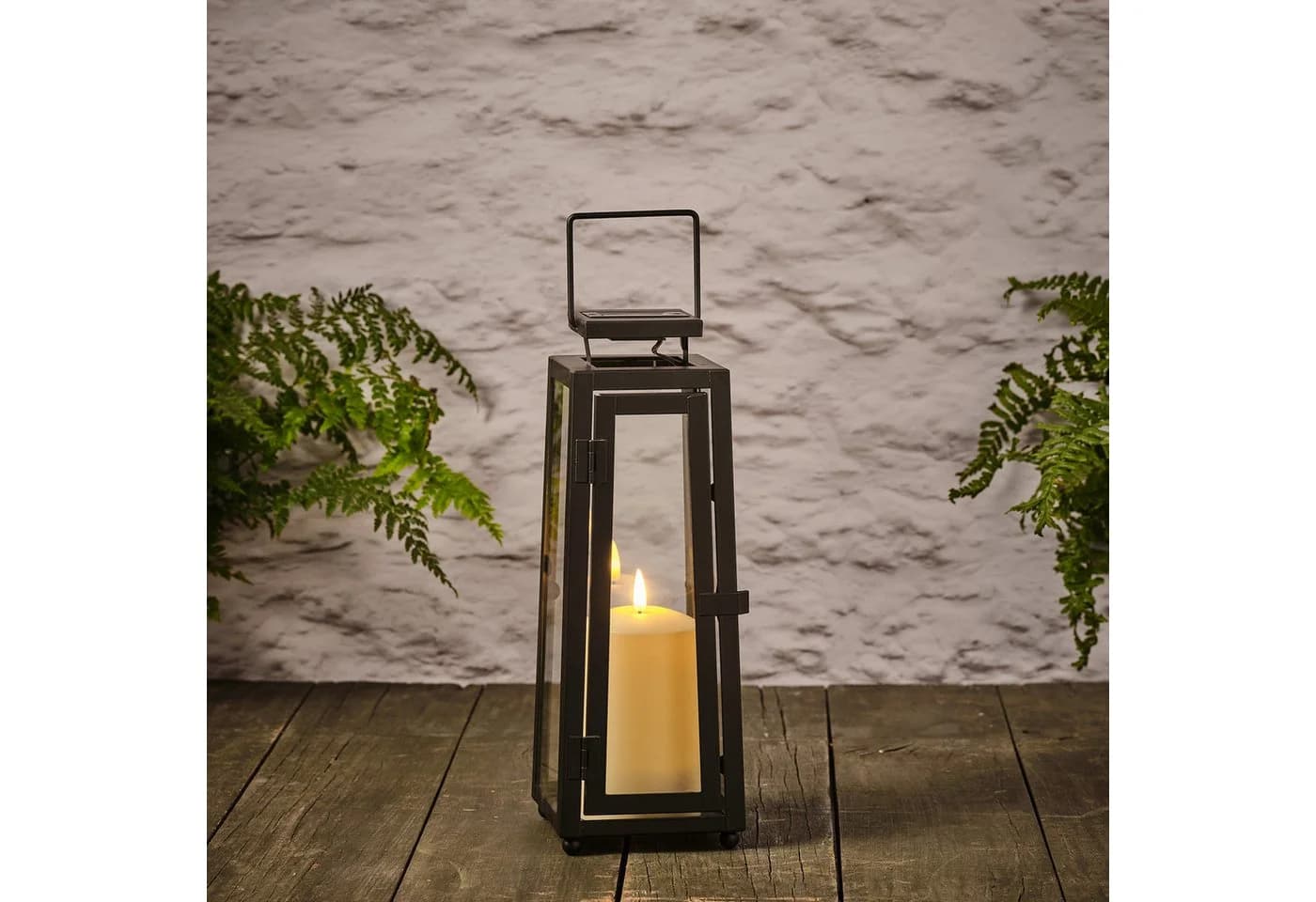 Lights4fun LED Laterne Porto Solar-Laterne mit TruGlow® Outdoor-Kerze Schwarz - Bild 2
