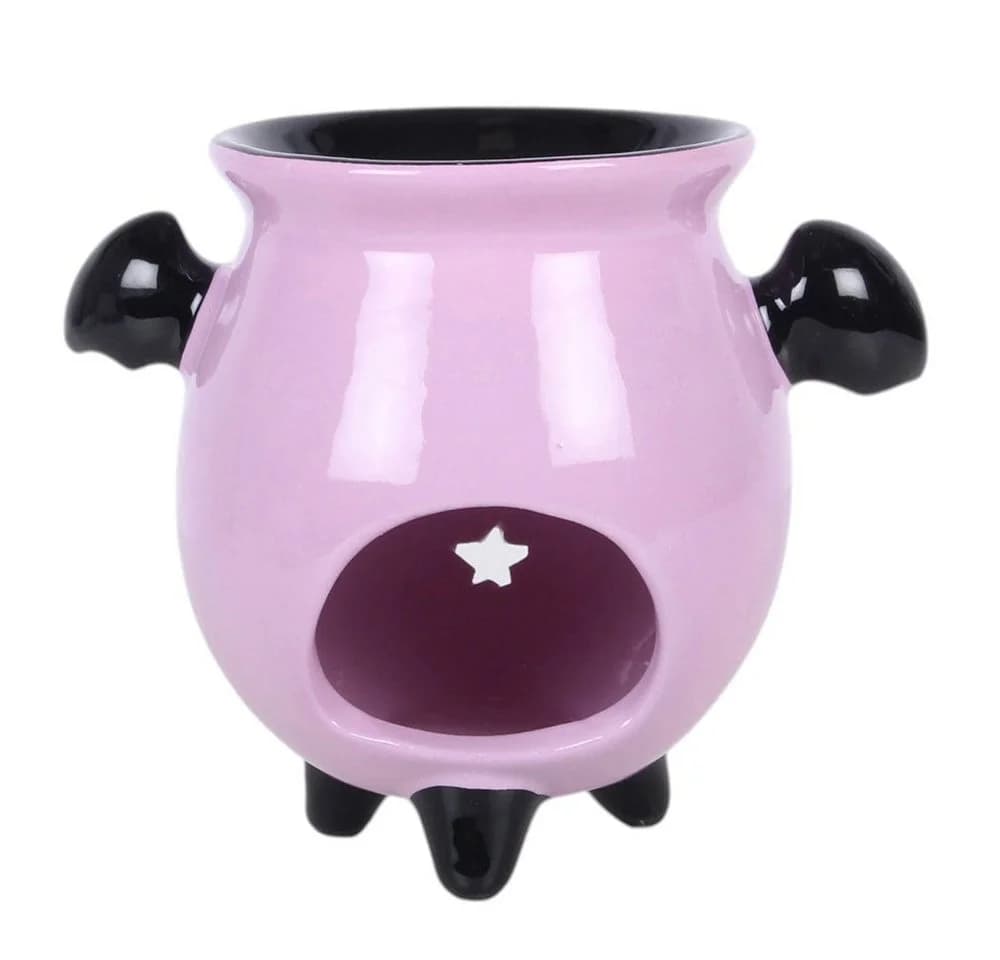 Kawaii Duftlampe Rosa Keramik mit Fledermausflügeln