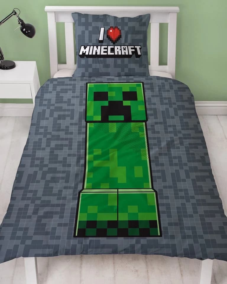 MTOnlinehandel Minecraft Kinderbettwäsche 100% Baumwolle I Love Minecraft