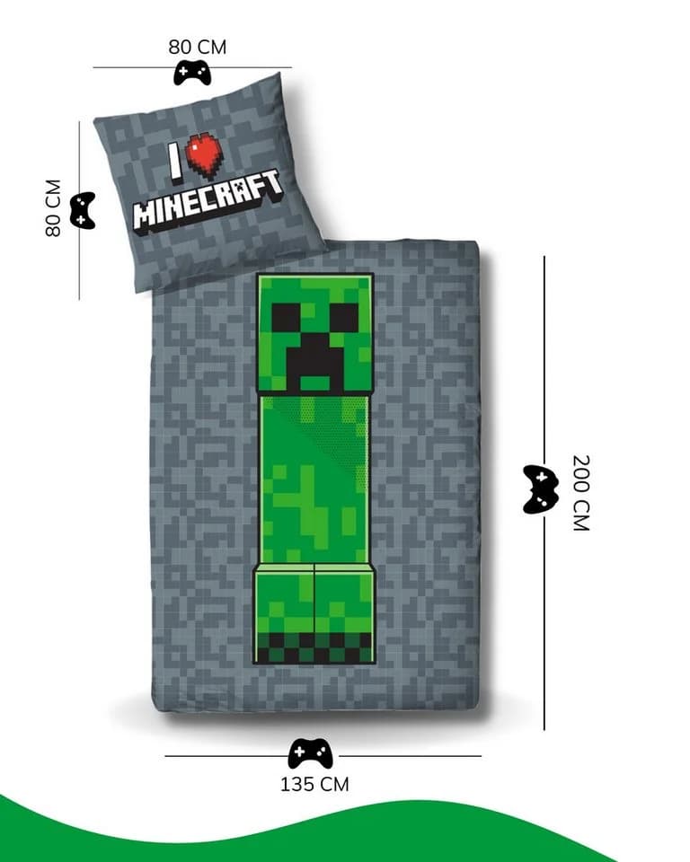 MTOnlinehandel Minecraft Kinderbettwäsche 100% Baumwolle I Love Minecraft - Bild 3