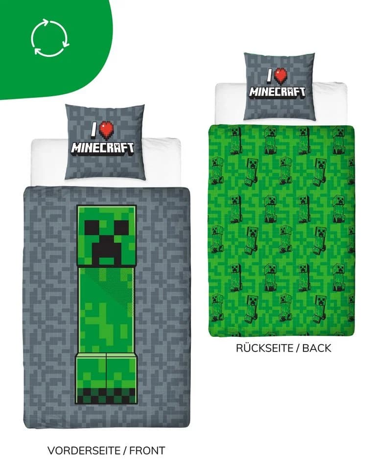 MTOnlinehandel Minecraft Kinderbettwäsche 100% Baumwolle I Love Minecraft - Bild 4