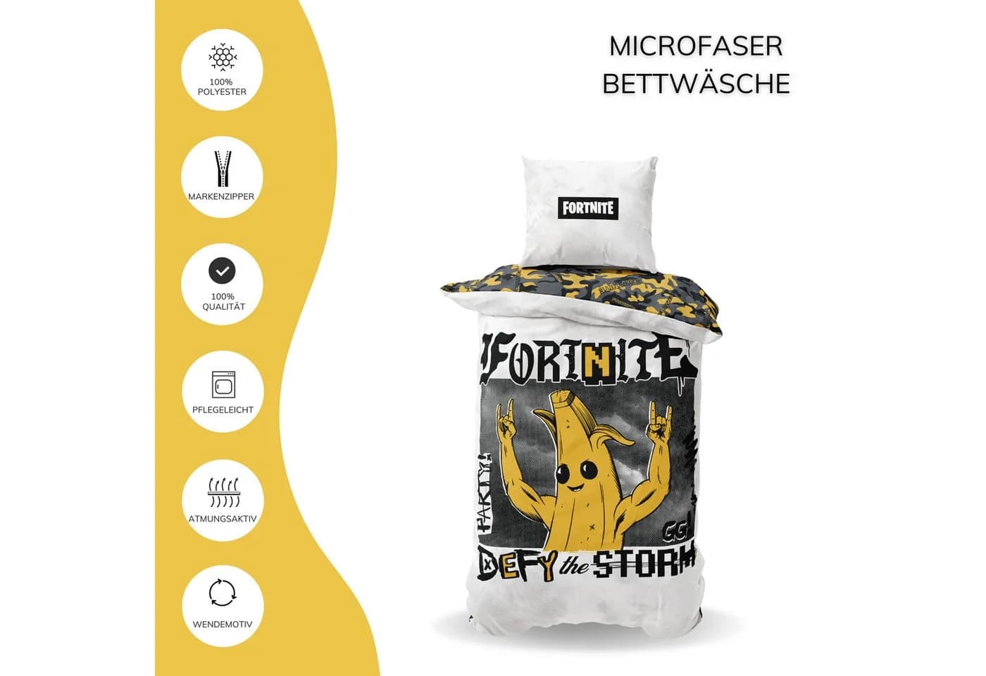 MTOnlinehandel Bettwäsche Fortnite Defy Mikrofaser Wende-Motiv Peely - Bild 4