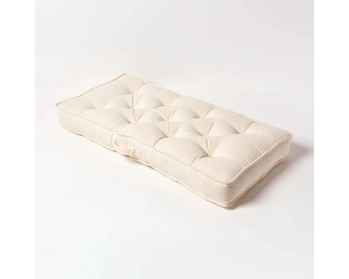 Homescapes Sitzkissen Creme 10 cm Dick Sofaauflage