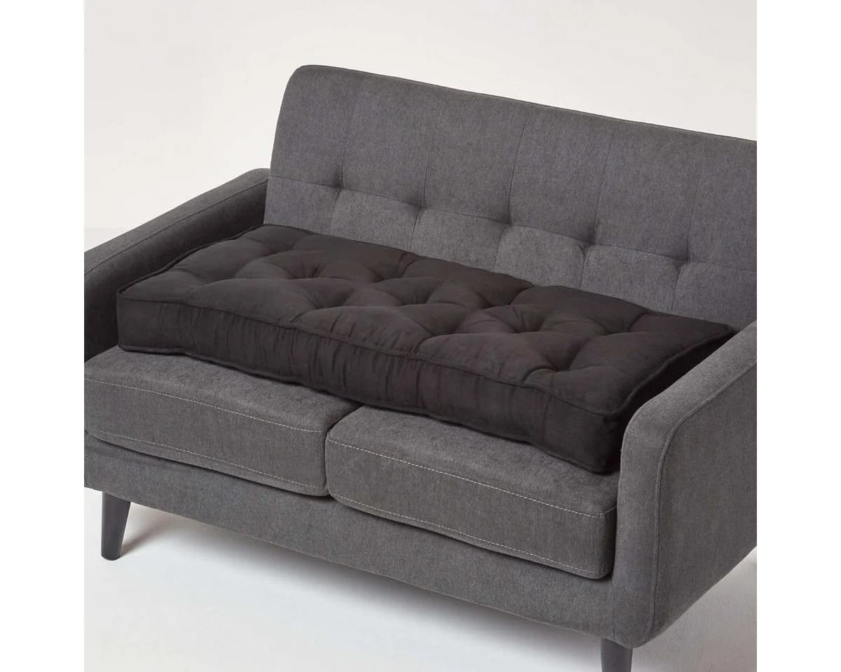 Homescapes Sitzkissen Sofa-Auflage Schwarz Veloursbezug - Bild 2