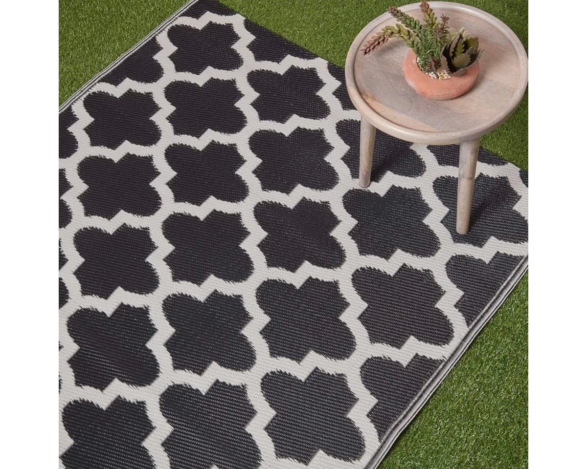 Homescapes Outdoorteppich Nola Schwarz-Weiß Polypropylen