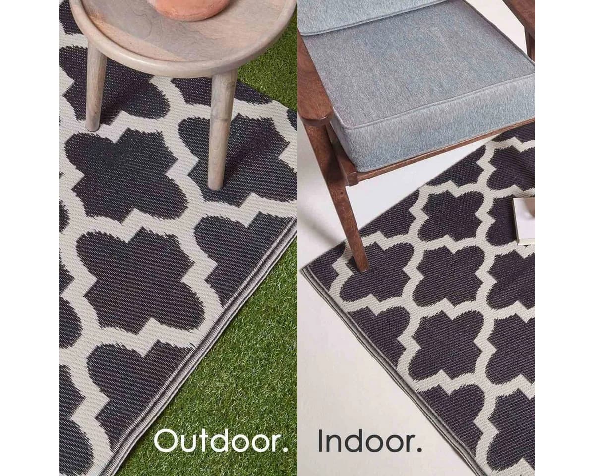 Homescapes Outdoorteppich Nola Schwarz-Weiß Polypropylen - Bild 5