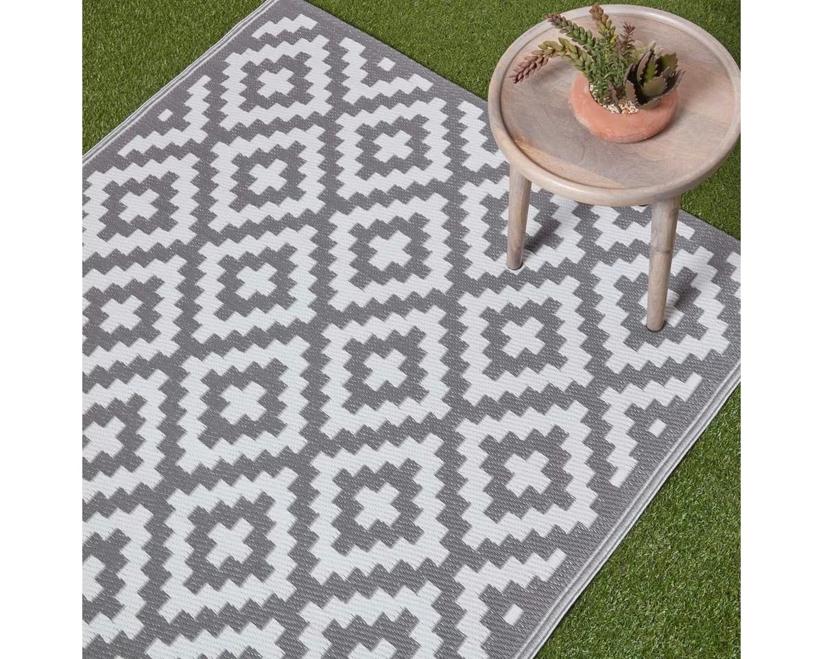 Homescapes Outdoorteppich Zoe Grau Geometrisch Polypropylen