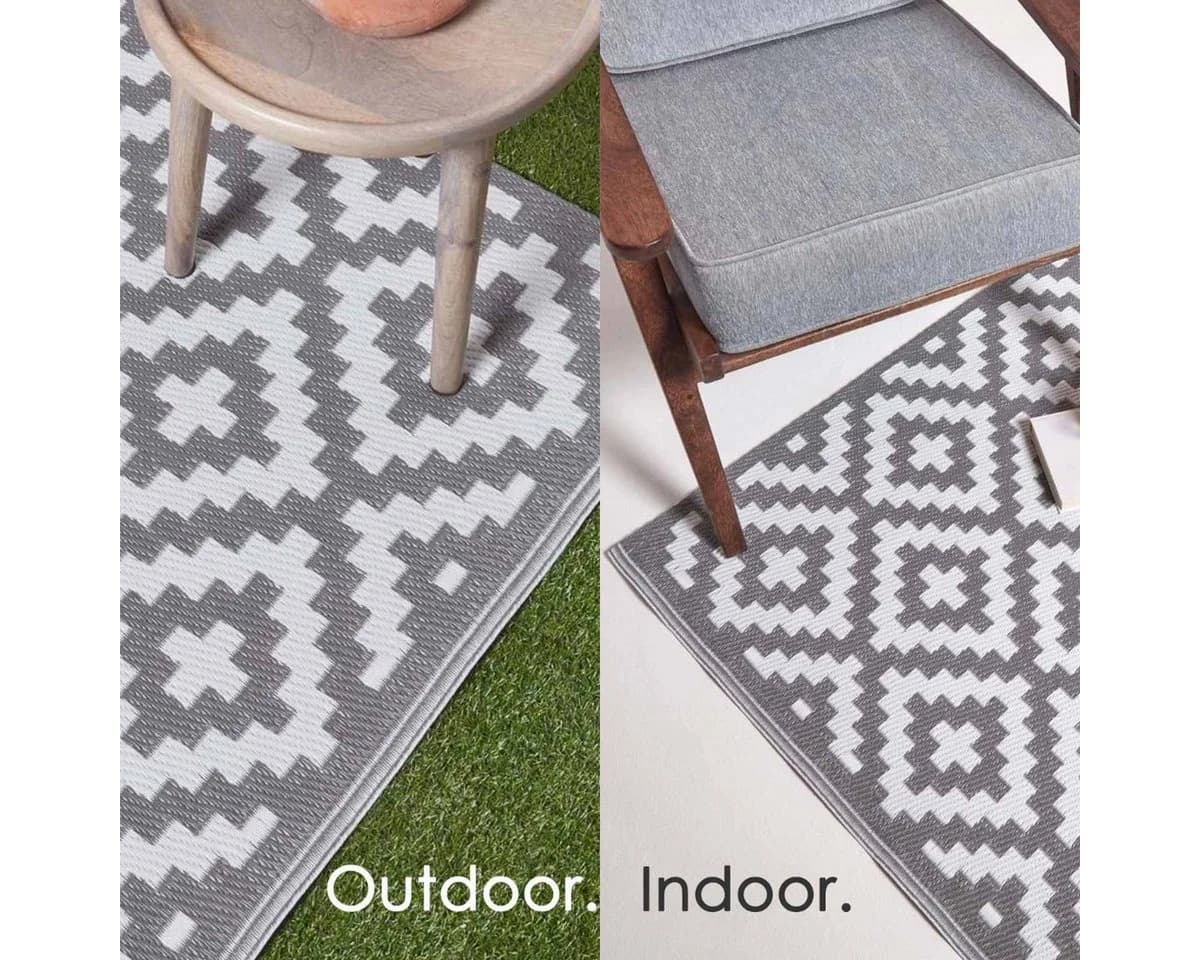 Homescapes Outdoorteppich Zoe Grau-Weiß Geometrisch - Bild 5