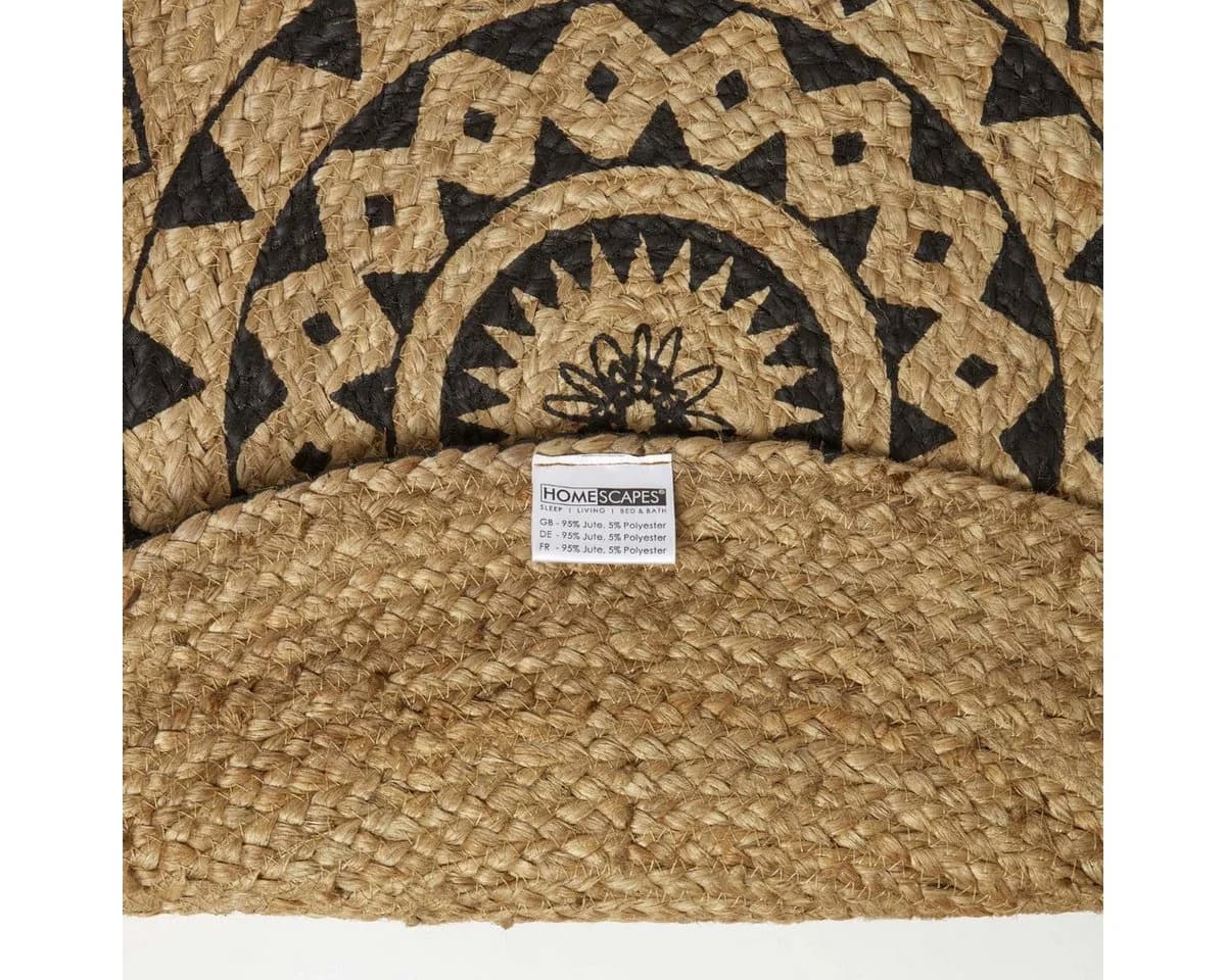 Homescapes Teppich Mandala 70 cm Jute Schwarz - Bild 5