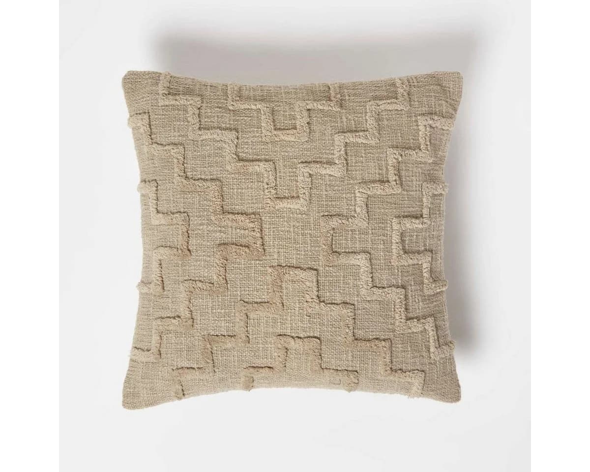 Homescapes Dekokissen Tufted Kissen Beige Geometrisch Gemustert - Bild 2