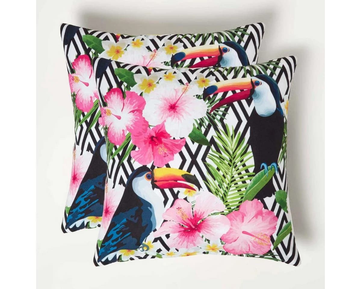 Homescapes Tukan Dekokissen 2er Set 45x45 cm Polyester Outdoor - Bild 2
