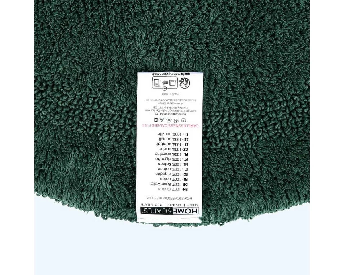 Homescapes Badematte Rund Moosgrün 80 cm 100% Baumwolle - Bild 3