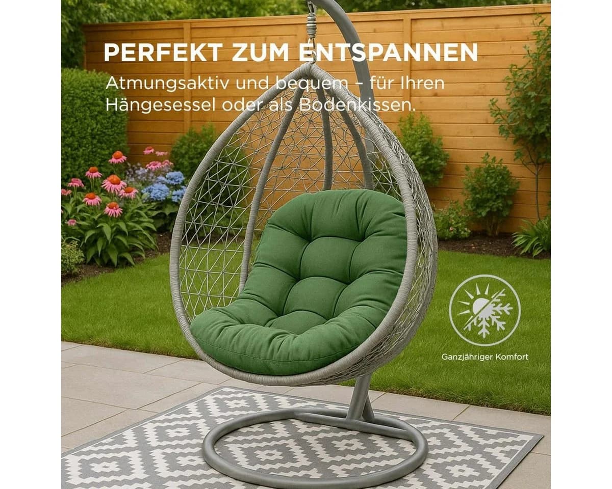 Homescapes Halbrundes Sitzkissen für Hängesessel Olivgrün - Bild 4