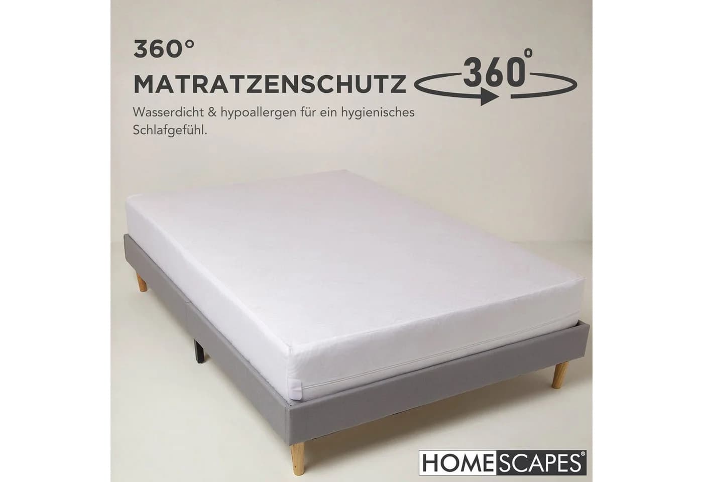 Homescapes Wasserdichter Matratzenschoner Encasing mit Reißverschluss