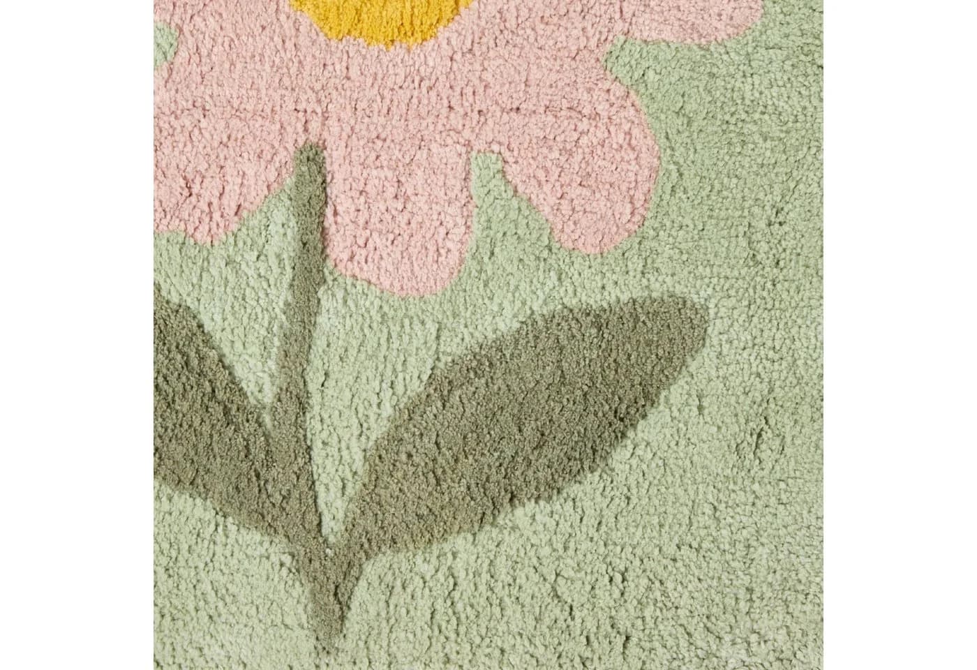 Homescapes Badematte Blumen 50x80 cm Grün-Rosa Baumwolle - Bild 5