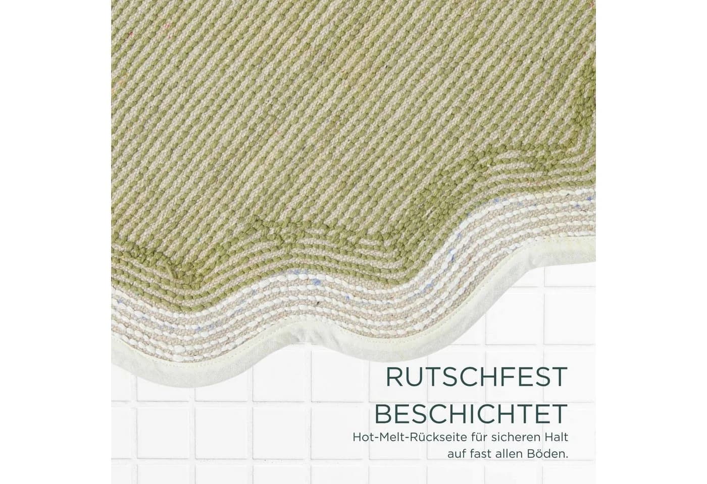 Homescapes Runder Badteppich Grün mit Wellenrand 70 cm - Bild 4