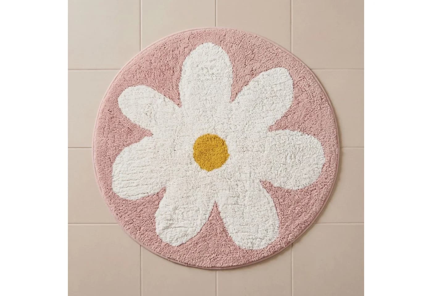 Homescapes Badematte Rosa Rund 60 cm Baumwolle Floral - Bild 2