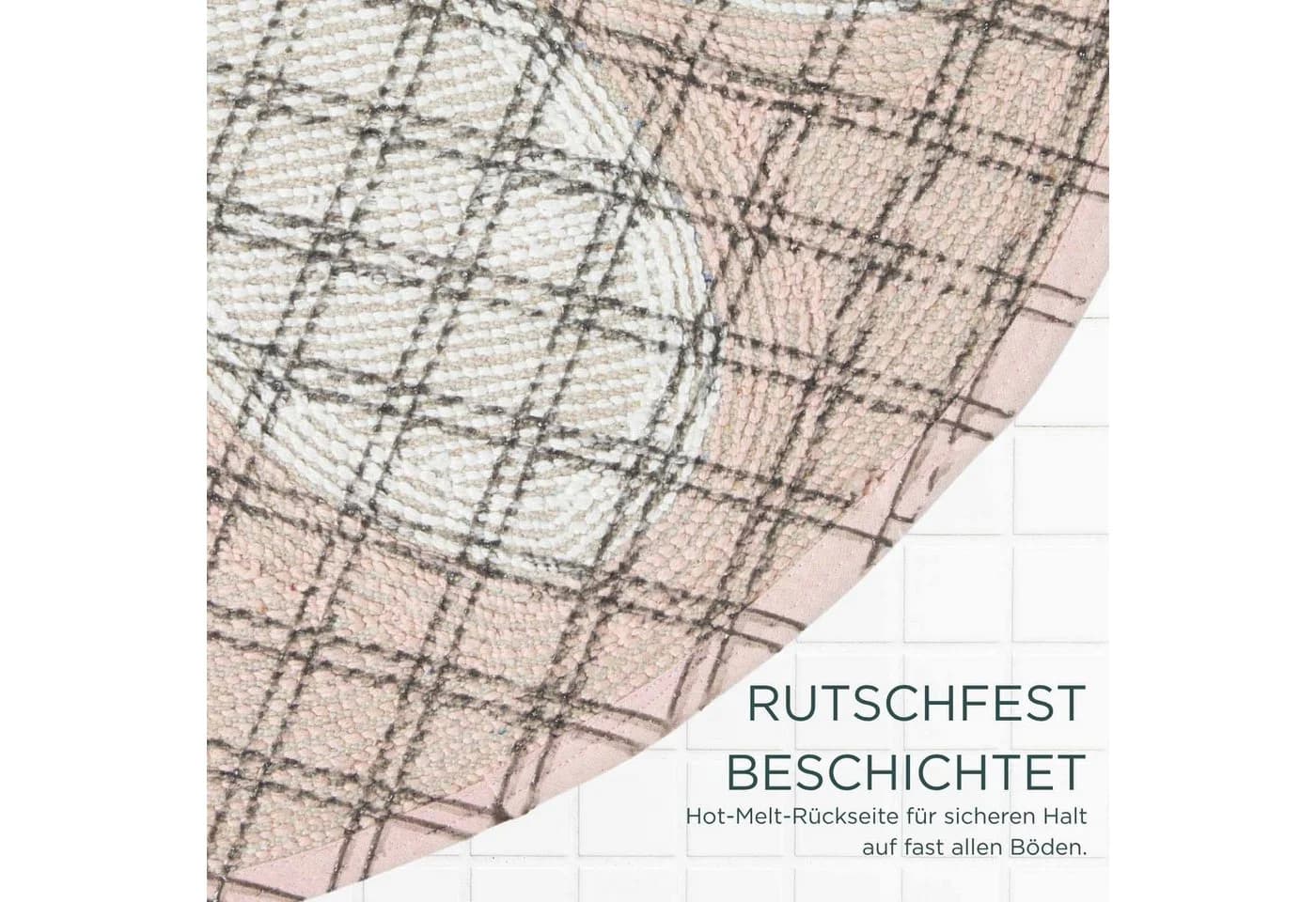 Homescapes Badematte Rosa Rund 60 cm Baumwolle Floral - Bild 4