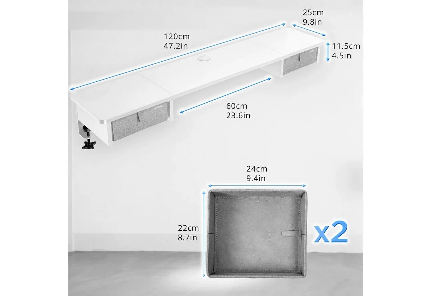 Duronic Schreibtischaufsatz DD2 WE Schreibtischaufsatz für 2 Monitore
