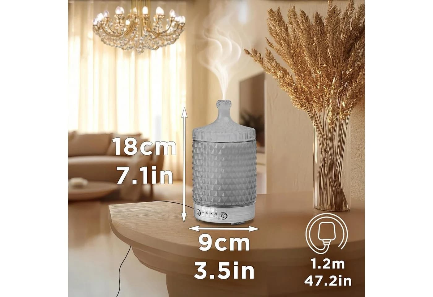 Duronic Aroma Diffuser AD33 Silber Glas ABS LED