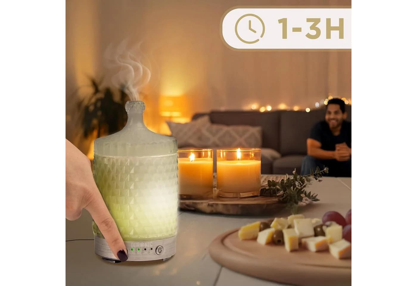 Duronic Aroma Diffuser AD33 Silber Glas ABS LED - Bild 4